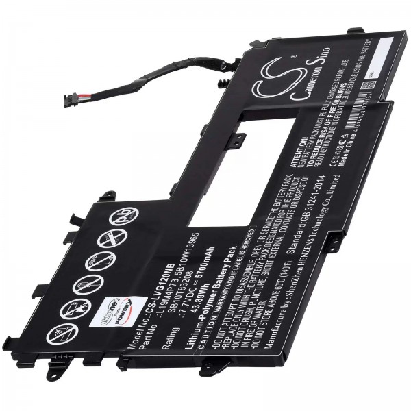 Accu geschikt voor laptop Lenovo ThinkPad X1 Titanium Yoga Gen 1 20QA001QPB, type L19M4P73 - 7,7V - 5700 mAh