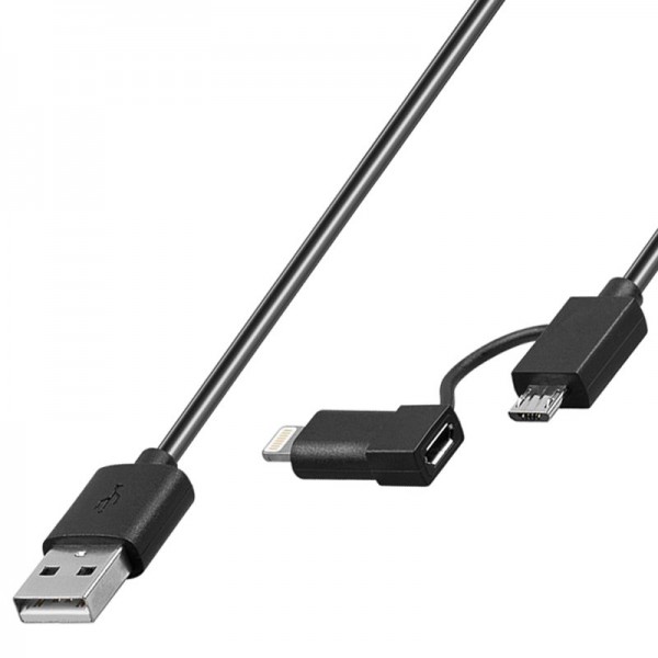 Oplaadkabel voor apparaten met Apple Lightning-kabel en met de micro-USB-verbinding