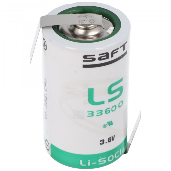 SAFT LS33600 lithiumbatterij 3.6V Primair met soldeertag Z-vorm