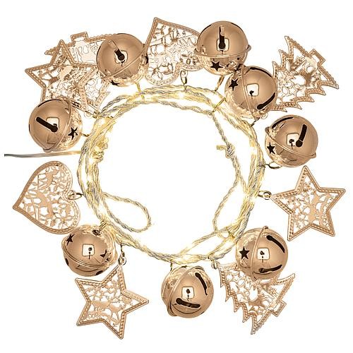 LED decoratieve lichtketting 'Bells and Stars' 63358 champagne kleurig