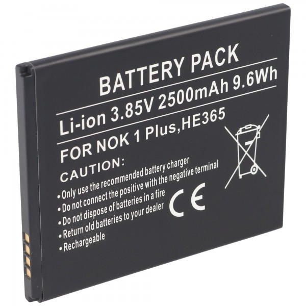 Batterij geschikt voor Nokia 1 Plus, HE365, Li-ion, 3.85V, 2500mAh, 9.6Wh