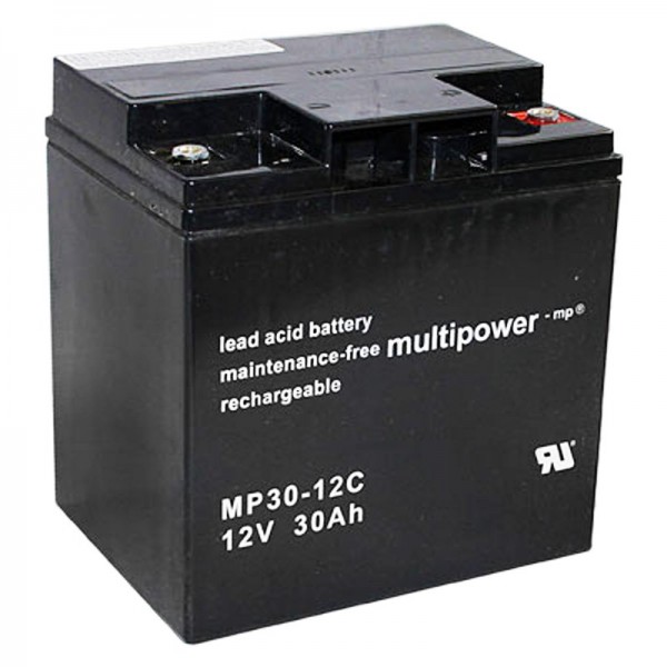 Multipower MP30-12C loodbatterij 12 volt 30Ah met M6-schroefverbinding
