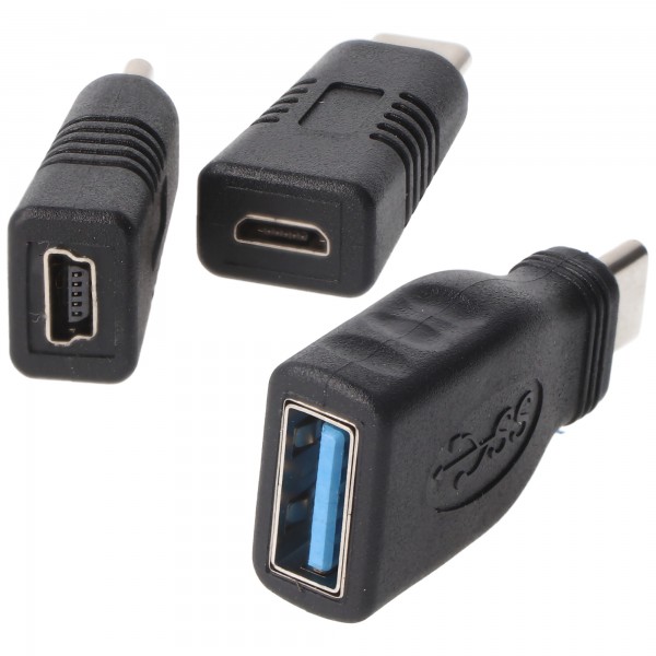 Adapterset van 3 voor Micro-USB en Mini-USB naar USB-C connector