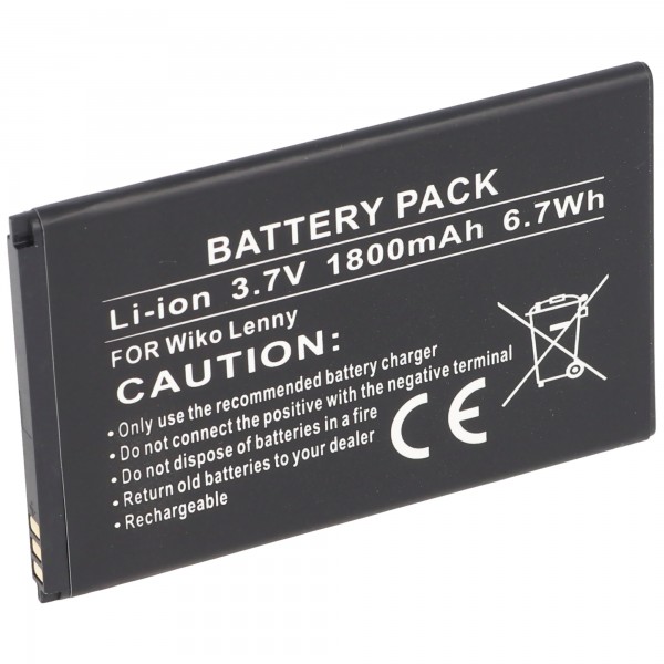 Wiko Lenny-batterij Li-ion als vervangende batterij van AccuCell met 1800mAh, B1510013109