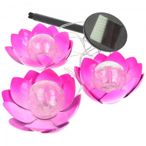 LED solar tuinstekker lotusbloemen, set van 3