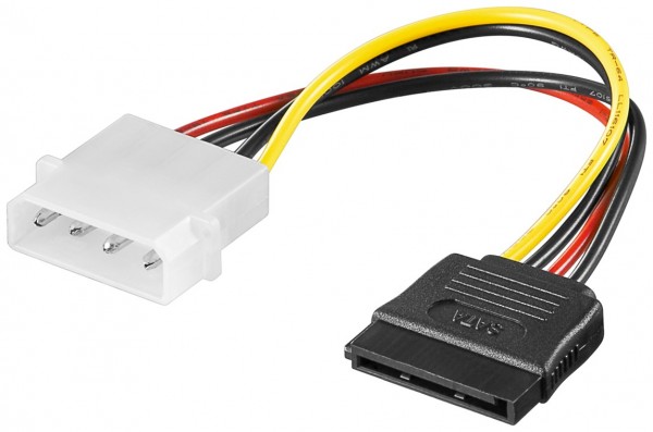 Goobay PC-voedingskabel/voedingsadapter, 5,25-stekker naar SATA - 4-pins. 5.25 voedingsconnector > 15-polig. SATA