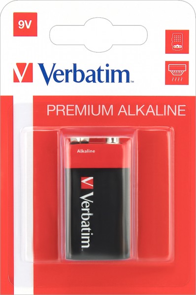 Verbatim Batterij Alkaline, E-Block, 6LR61, 9V Premium, Retail Blister (1-Pack)