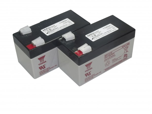 Loodaccu-inzetstuk geschikt voor Hill Rom ziekenhuisbed type LI150Ax LI150Bx -2x12 volt 1,2 Ah CE-conform