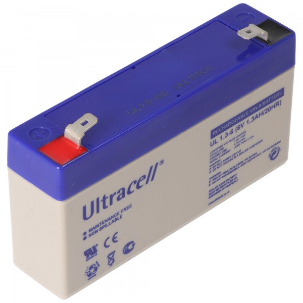 Ultracell UL1.3-6 6V 1.3Ah loodaccu AGM loodgelaccu