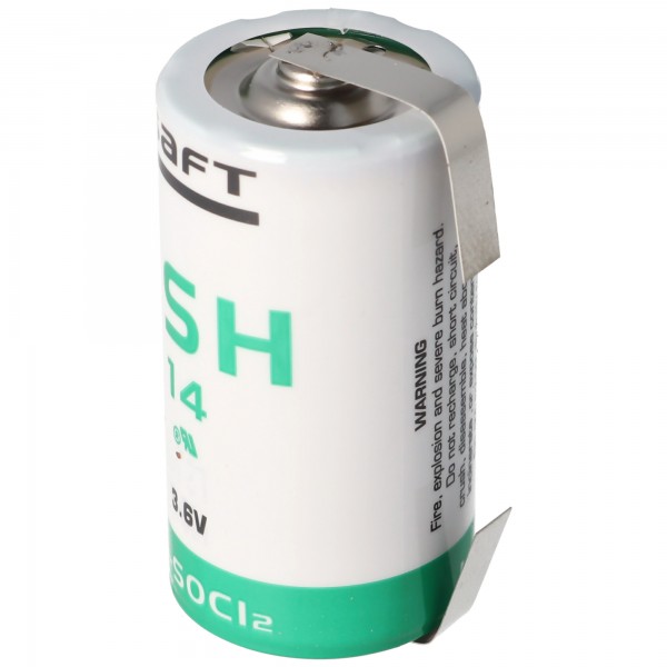 SAFT LSH 14 lithiumbatterij 3.6V Primair met soldeerlip U-vorm