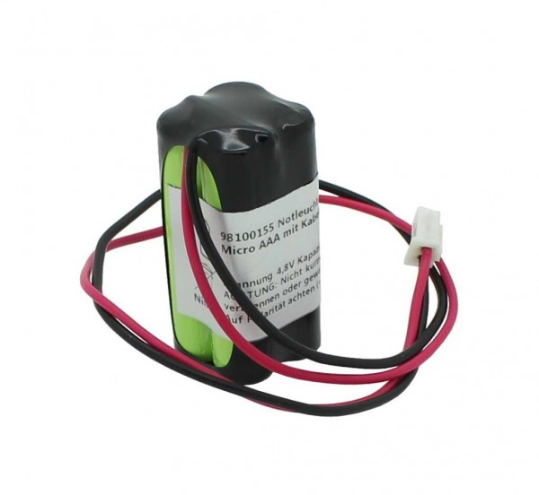 Batterij voor noodverlichting NiMH 4.8V 600mAh F2x2 Micro AAA met kabel en stekker