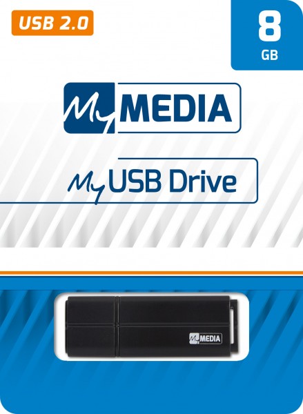 Mymedia USB 2.0-stick 8GB, zwarte blisterverpakking