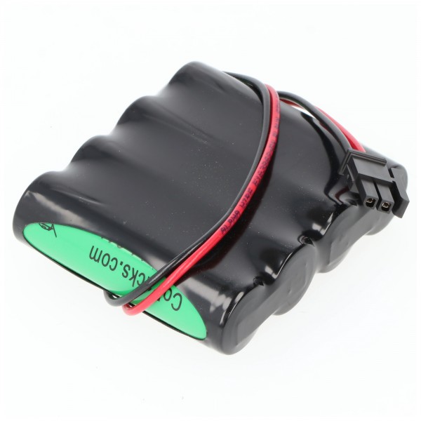 Batterij voor noodlicht NiMH 4.8V 1100mAh F1x4 Mignon AA met 150 mm kabel en stekker vervangt Inotec 890015