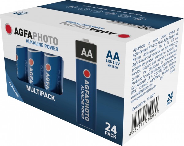 Agfaphoto-alkalinebatterij, mignon, AA, LR06, 1,5 V voeding, doos (24 stuks)