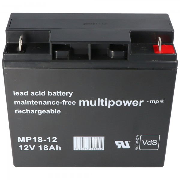 Multipower MP18-12 loodbatterij 12 volt 18Ah