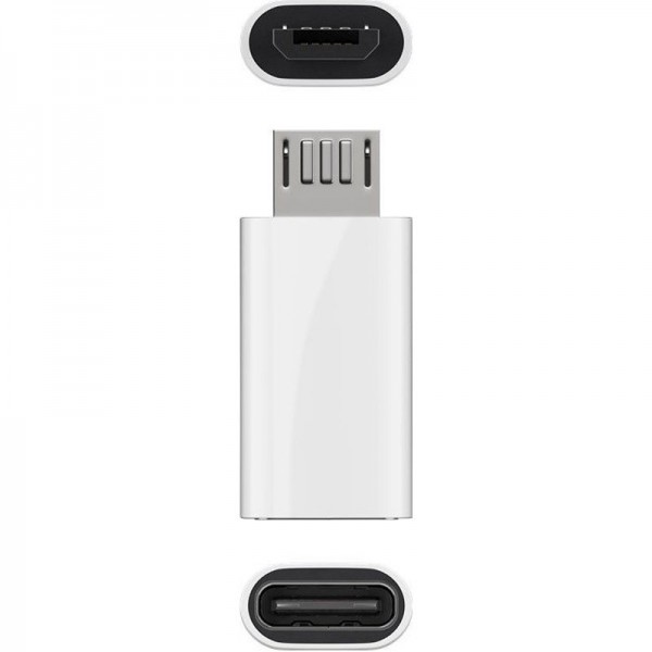 Adapter USB 2.0 Micro-B naar USB-C wit, voor het aansluiten van een Micro-USB-apparaat met een USB-C-kabel