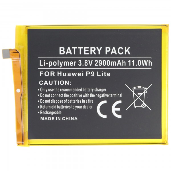 Batterij geschikt voor Huawei P9 Lite, Li-Polymer, 3.8V, 2900mAh, 11.0Wh, ingebouwd, zonder gereedschap