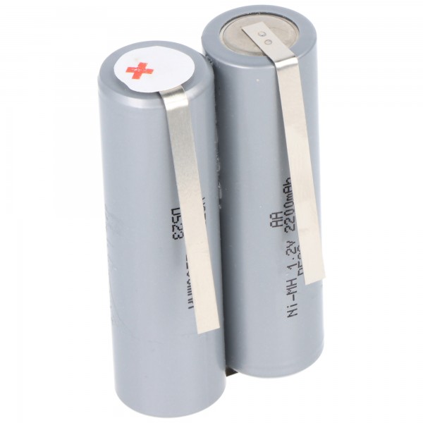 Batterij geschikt voor haartrimmer 2,4 volt NiMH Mignon AA 2000 mAh tot max. 2200 mAh, 49 x 15 x 28 mm