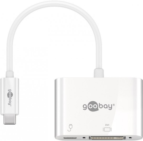 Goobay USB-C™-adapter DVI, PD, wit - voegt een DVI-verbinding toe aan een USB-C™-apparaat