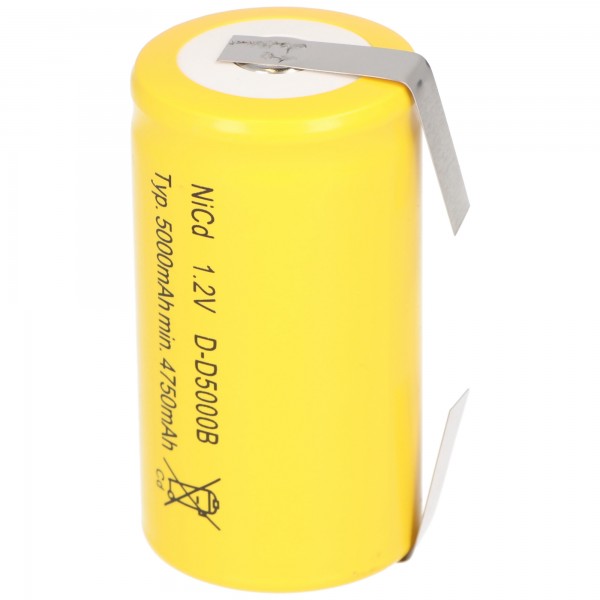 Replica-batterij geschikt voor Sanyo KR-5000DEL Cadnica monobatterij met soldeerlip in U-vorm