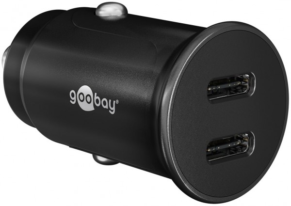 Goobay Dual-USB-C™ PD (Power Delivery) snelle autolader (30 W) - 30 W (12/24 V) geschikt voor apparaten met USB-C™ (Power Delivery) zoals bijvoorbeeld iPhone 12