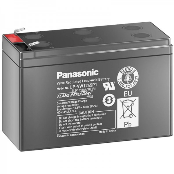Panasonic UP-VW1245P1 batterij PB 12Volt 7,8 Ah (voorheen 9Ah) met Faston 6,3 mm stekkercontacten
