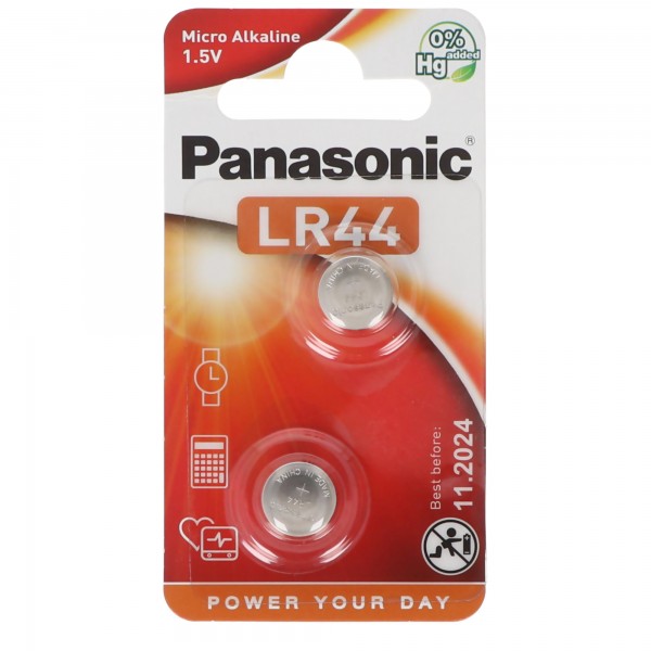 Panasonic Batterij Alkaline, Knoopcel, LR44, V13GA, 1.5V Elektronica, Retail Blister (2-Pack)