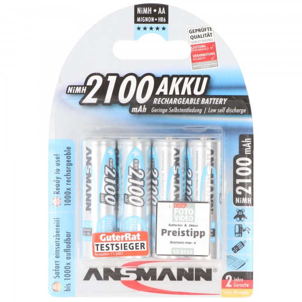 Ansmann maxE NiMH batterij Mignon 2100mAh 4-delige blister