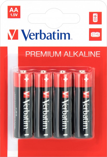 Verbatim Batterij Alkaline, Mignon, AA, LR06, 1.5V Premium, Retail-blisterverpakking (4-pack)