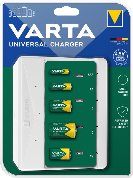 Varta batterij NiMH, universele lader zonder batterijen, voor AA/AAA/C/D/9V, retail
