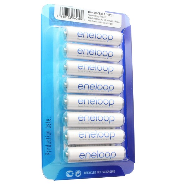 Sanyo eneloop HR-4UTGB hoesje AAA micro-batterij 8-pack met 2x AccuCell hoesje blauw
