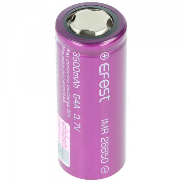 Efest Purple IMR26650 3500 mAh 3,7 V Li-Ion batterij hoge afvoer onbeschermd 26,1 x 65,7 mm