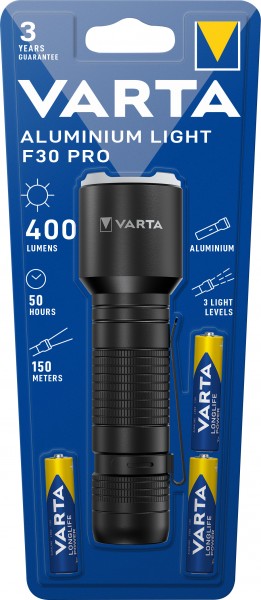 Varta LED zaklamp aluminium licht 400lm, incl. 3x alkaline AAA, retailblister