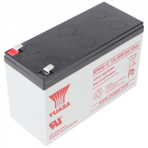 Yuasa NPW45-12 lood-PB-batterij 12 volt, 8500 mAh met Faston-contacten van 6,3 mm