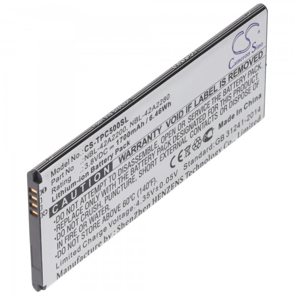 Batterij voor Neffos C5 en anderen zoals NBL-42A2200 en anderen 1700mAh