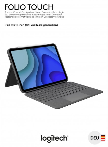 Logitech Keyboard Folio Touch, Smart Connector, grafiet voor Apple iPad Pro 11&quot;, Gen.1/2/3/4, Trackpad, DE, Retail