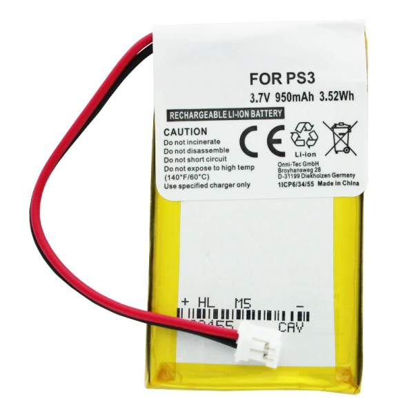 AccuCell-batterij geschikt voor Sony PS3 SIXAXIS draadloze controllerbatterij LIP1859, CS-SP130SL, LIS1359, LIP1472