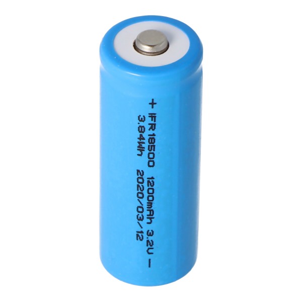 IFR 18500 1200 mAh 3,2 V LiFePo4 batterijknop zonder kop onbeschermde afmetingen ca. 50,7 x 18,15 mm