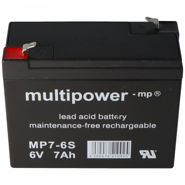 Multipower MP7-6S, WP7-6S accukabel PB 6Volt 7Ah