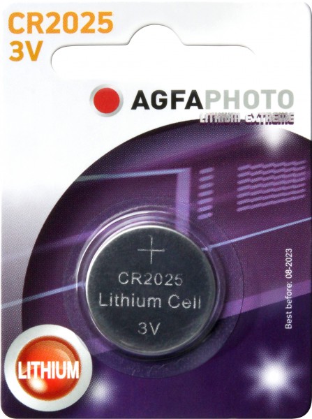 Agfaphoto Batterij Lithium, Knoopcel, CR2025, 3V Extreme, Retail blisterverpakking (1-pack)