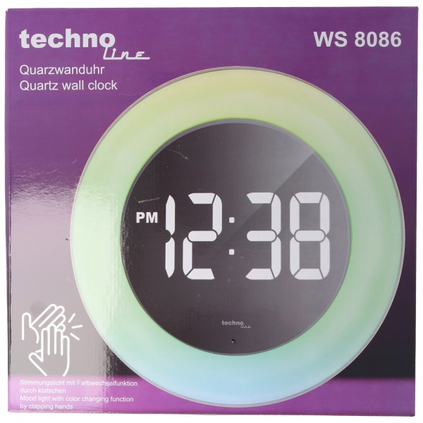 Technoline WS 8086 - quartzhorloge met spiegel LED-display en sfeerlicht