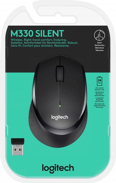 Logitech Mouse M330, stil, draadloos, zwart optisch, 1000 dpi, 3 knoppen, retail