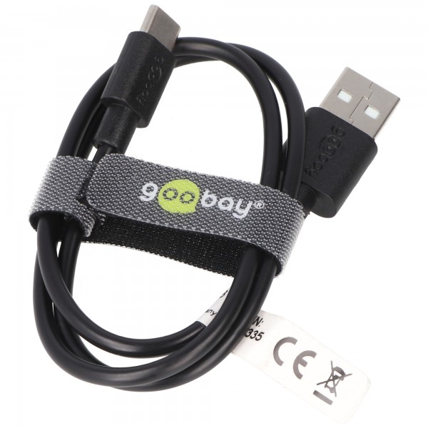 USB-C laad- en synchronisatiekabel voor alle apparaten met USB-C-aansluiting, 0,5 meter zwart