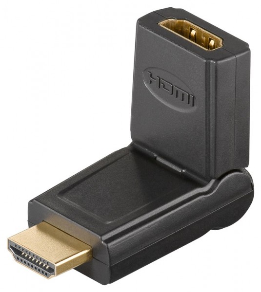 Goobay HDMI™-adapter 180°, verguld - HDMI™-bus (type A) > HDMI™-stekker (type A) 180°; buigzaam