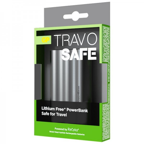 GP TRAV O SAFE Powerbank, lithiumvrij voor veilig reizen en onderweg