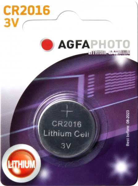 Agfaphoto Batterij Lithium, Knoopcel, CR2016, 3V Extreme, Retail blisterverpakking (1-pack)