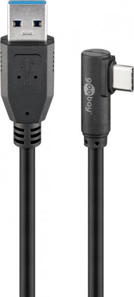 Goobay USB-C™ naar USB A 3.0 kabel 90°, zwart - USB 3.0 stekker (type A) > USB-C™ stekker