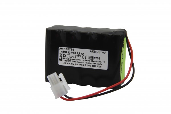NiMH-batterij geschikt voor Cardiette Cardioline AR1200 View AR1200view 12 volt / 1.80 Ah - GP180AAH10YMXZ *** Aandacht andere stekker dan met 110176 CE-conform