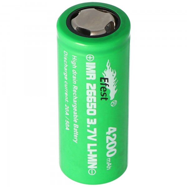 Efest IMR26650 met 4200 mAh, 3,7 V Li-ion batterij hoge afvoer max. 50A, 26,1 x 66,2 mm