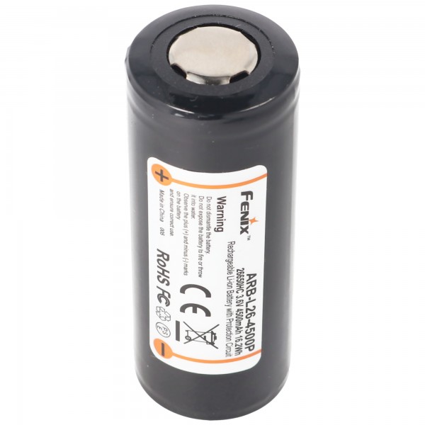 Batterij voor Fenix PD40R Led-zaklamp Fenix ARB-L26-4500P, 26650 Li-ionbatterij beschermd 4500 mAh